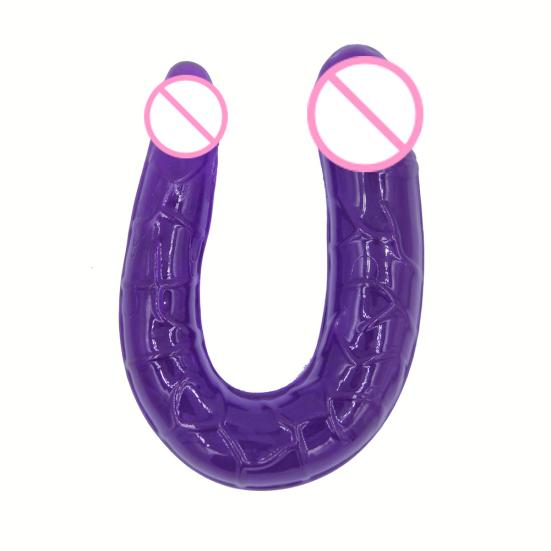 Dvojité dildo tvaru U Flexibilní vagina Anální Ženy Sexuální hračka s umělým penisem