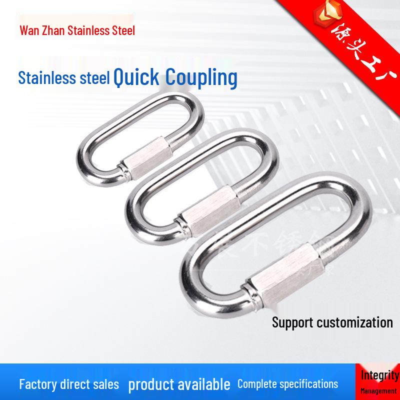 304/316 Stainless Steel Quick Link and Carabiner Buckle Chain, Sizes M3.5-M8