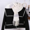 Women's Winter Plaid Imitation Cashmere Tassel Scarf, Thickened Korean Style Neck Warmer