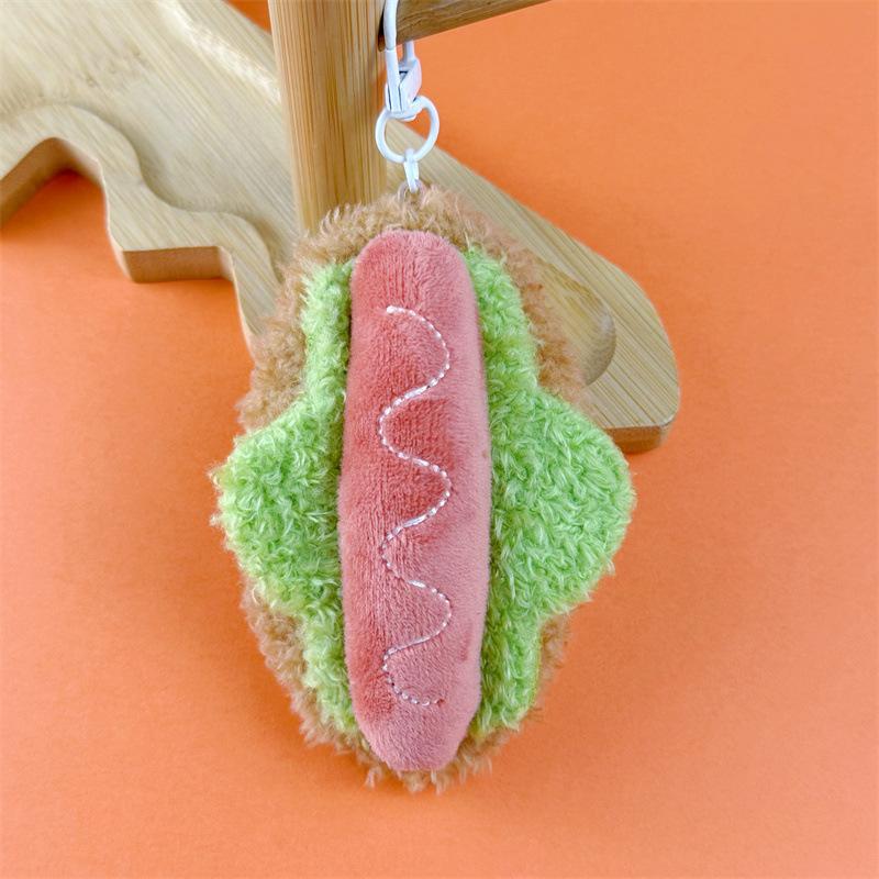 Chaveiro Hambúrguer Bolo Sanduíche de Pelúcia Desenho Animado Comida Simulada Argola de Chave Pingente de Bolsa Mochila Criativa Decoração Suspensa Presentes