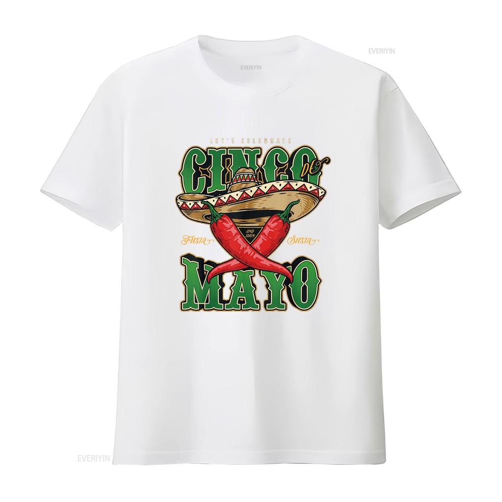 Cinco de Mayo Lets Celebrate With Hot Chilli T Shirt vintage Washed Versatile Stylish Stretched Breathable Comfortable