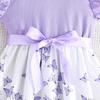 Girls' Sleeveless Butterfly Print Dress & Belt Set