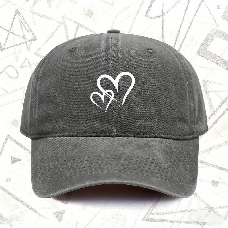 A Vintage Washed Hat Featuring a Heart Design Suitable for Both Men And Women This Solid Baseball Cap Is Perfect for All Seaso