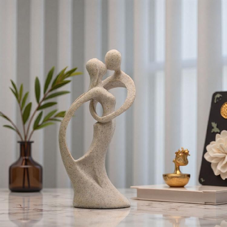 Couple Sculpture,Modern Abstract Resin Kissings Lovers Statue Ornament for Living Room Coffee Table Shelf Accent Decors