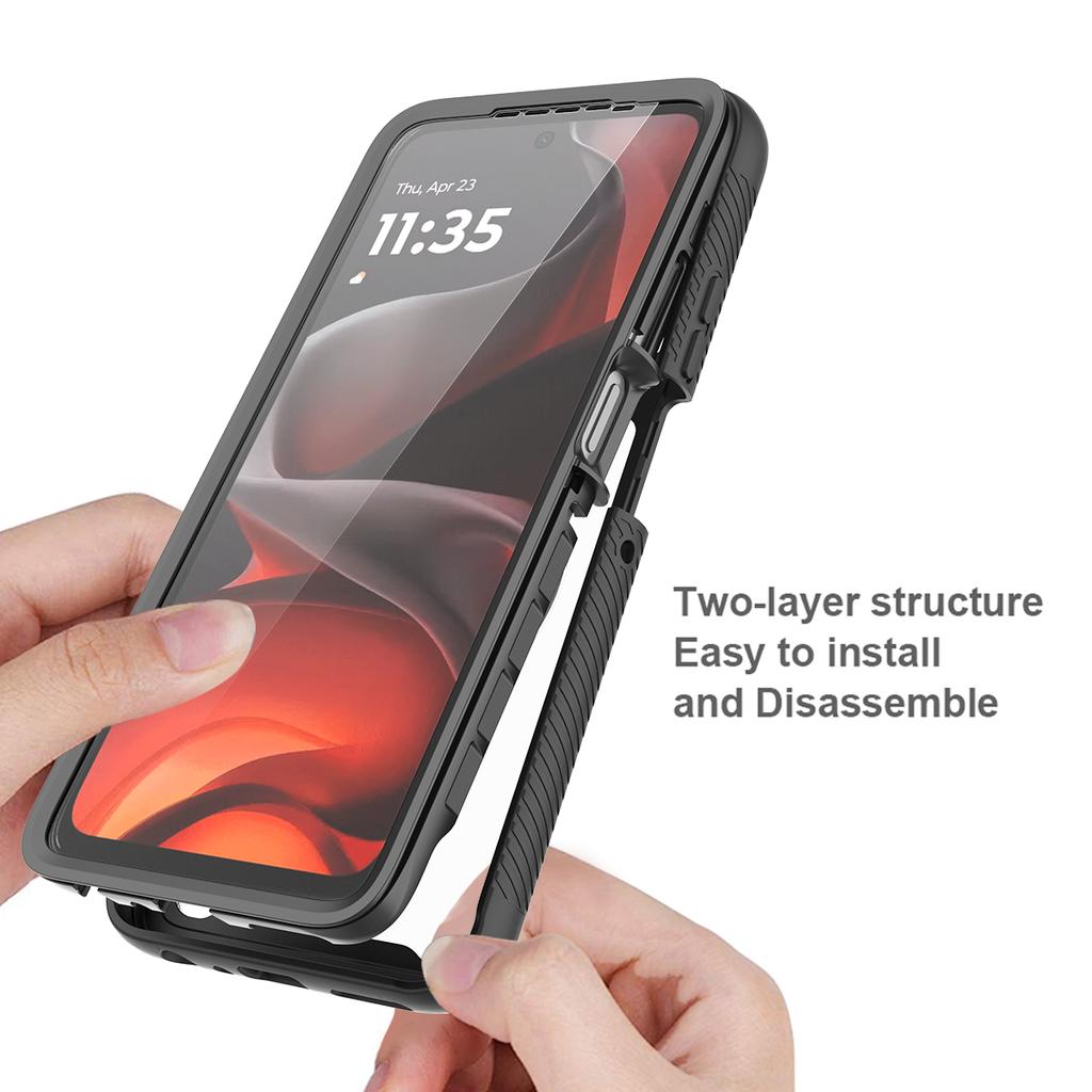 Clear Case for Motorola Moto G56 5G PC+TPU Phone Back Cover with PET Screen Film
