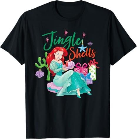 Princess Christmas Jingle Shells Black TShirt S