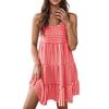European and American Summer Women's Clothing Casual Commuting Sleeveless Striped Printed Crew Neck Dress
