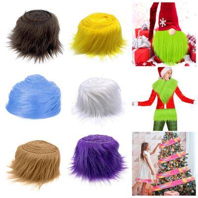 Fuzzy Faux Fur Strip 5Ft Shaggy Plush Fabric Precut Strip Fluffy No Shedding Furry Strip for Dwarf Doll Beards Hat Edges DIY Crafts Christmas Decor