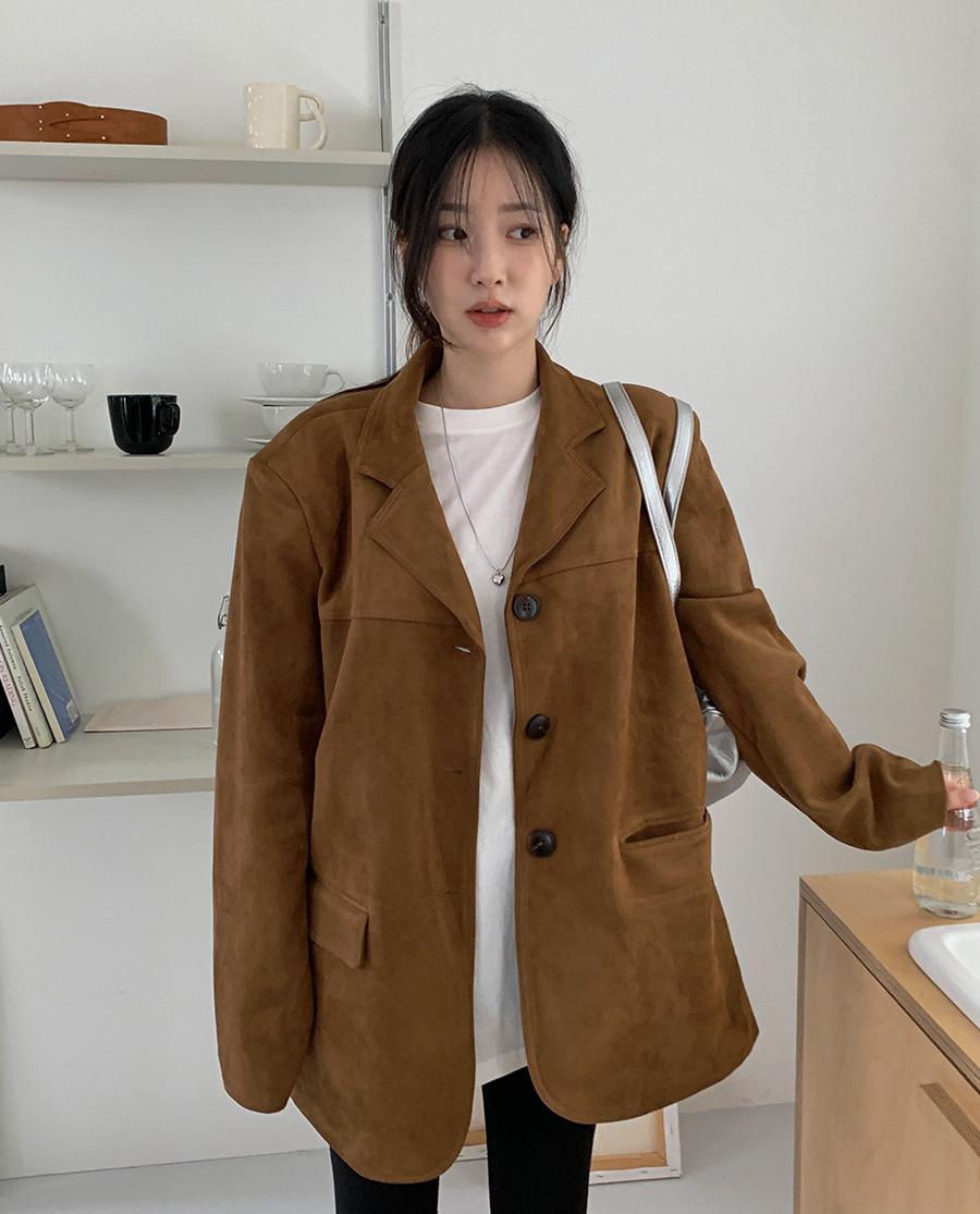 

French Retro Elegant Notch Lapel Single Breasted Double Pocket Blazer for Women L кофейный