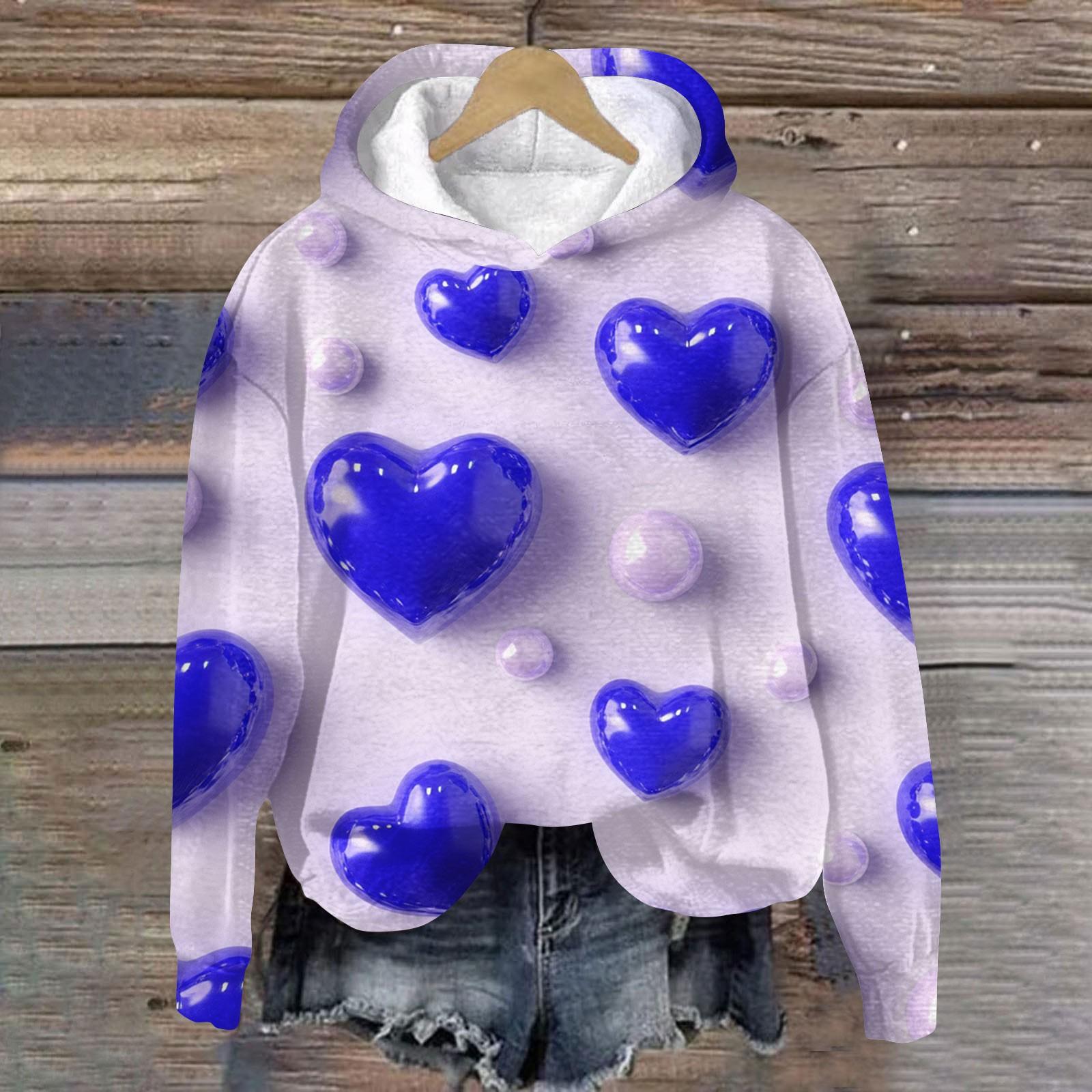 

Женская плюшевая теплая повседневная куртка с принтом ко Дню святого Валентина, зимняя куртка M синий