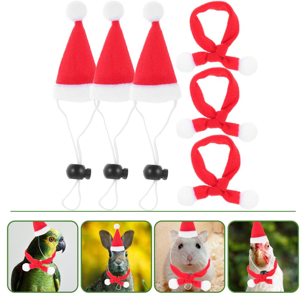 6Pcs Christmas Pet Hat and Scarf Xmas Costume Set Dog Cat Xmas Party Supplies Decorative Accessories Dog Costume Set