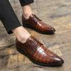 Plus Size Men's Pointed Toe Leather Derby Shoes - British Style Business Casual Lace-up Footwear