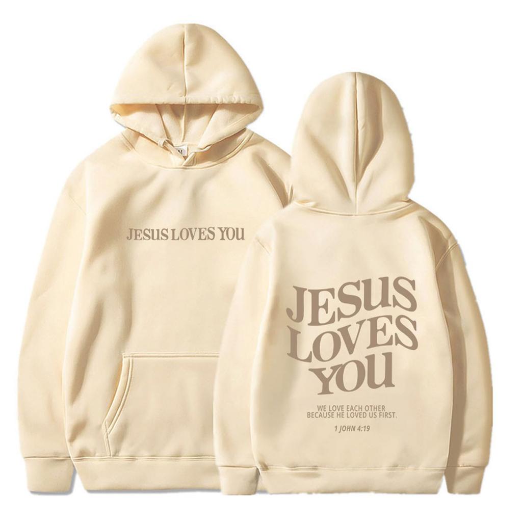 Jesus Loves You Letter Printing Top Woman's Hip Hop Comfortable Hoody Hot Sale Sports Clothing Y2K Style Oversize Hoodies