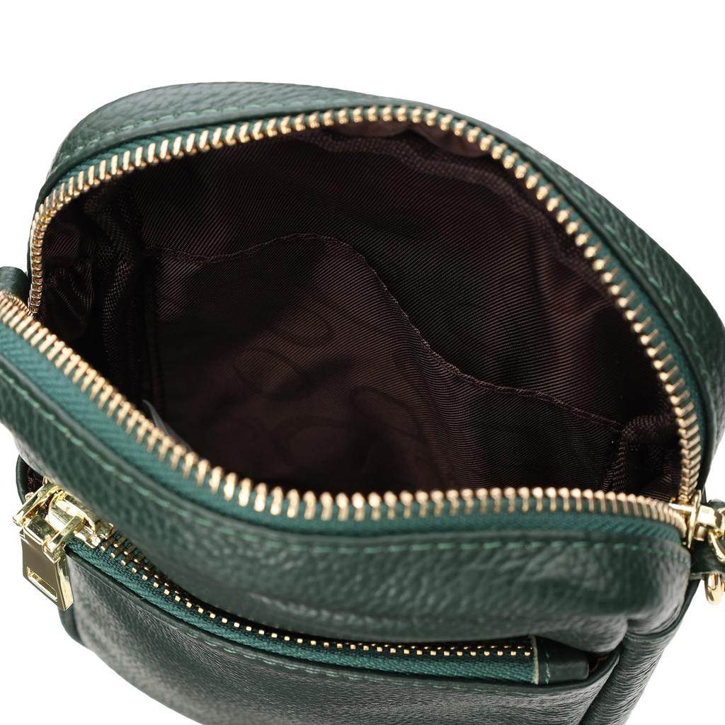 Shrunken leather vertical mini shoulder bag