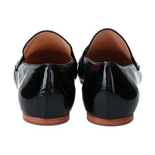 Fabio Rusconi Women's Mocha Leather Loafers, Black Patent Leather, Size 23.5cm