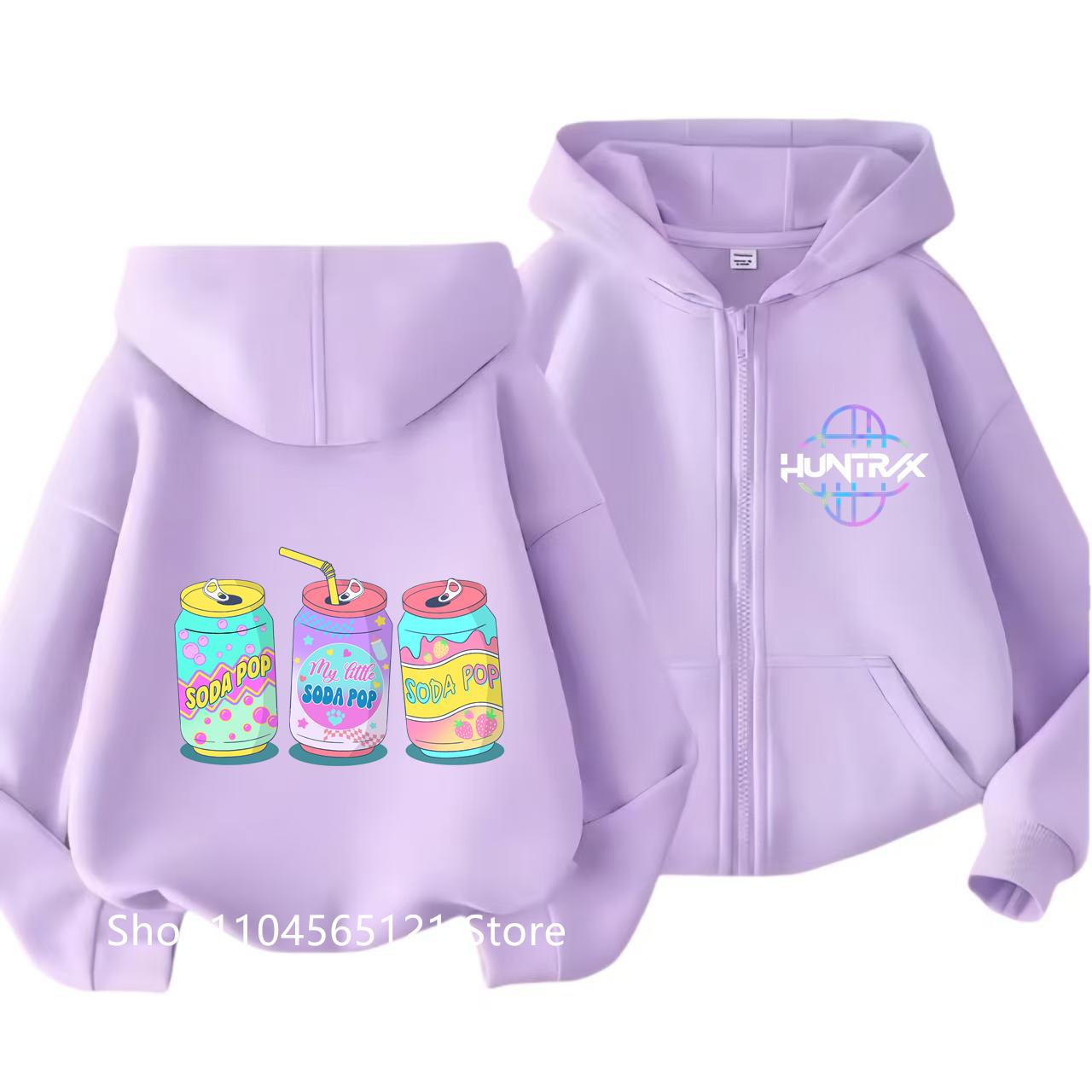 

Zip-up children s hooded sweatshirt - K-pop Demon Hunters girl casual top - boy sports shirt - cartoon print - fall/winter coat 100
