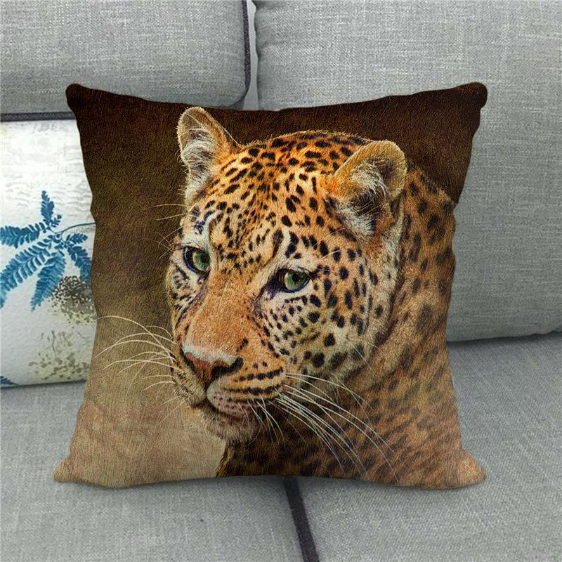 Tiger and Lion Print Pattern Cushion Cover Pillowcase Home Living Room Sofa Bedroom Decorative Pillowcase