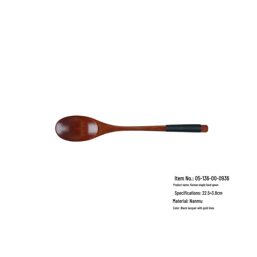 Japanese Korean Wooden Spoon & Chopsticks Set - Portable Tableware for Soup, Rice, and Serving.