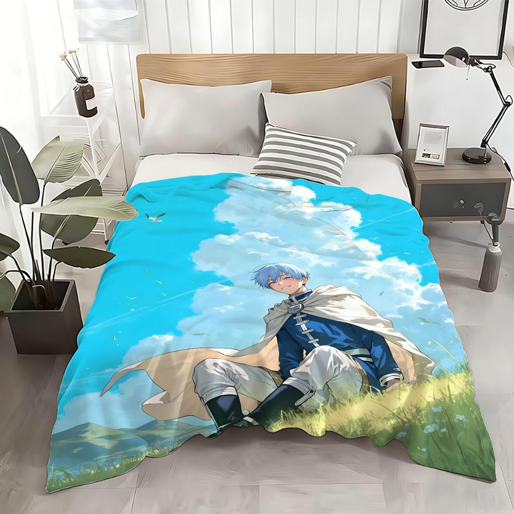 Anime Frieren Beyond Journey's End Throw Flannel Throw Blanket: Soft Kid-Friendly Warm Anti-Static All Season Washable Couch