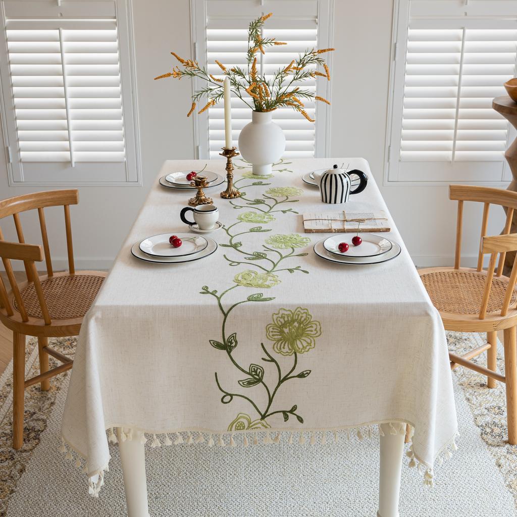 Table Flag Festive Decoration Atmosphere Long Tablecloth Fringed Woven Jacquard Coffee Table Cover