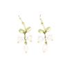 Beautiful temperament, lily of the valley, flower earhooks, long fairy style, thin face, spring earrings, retro gentle earrings, girls
