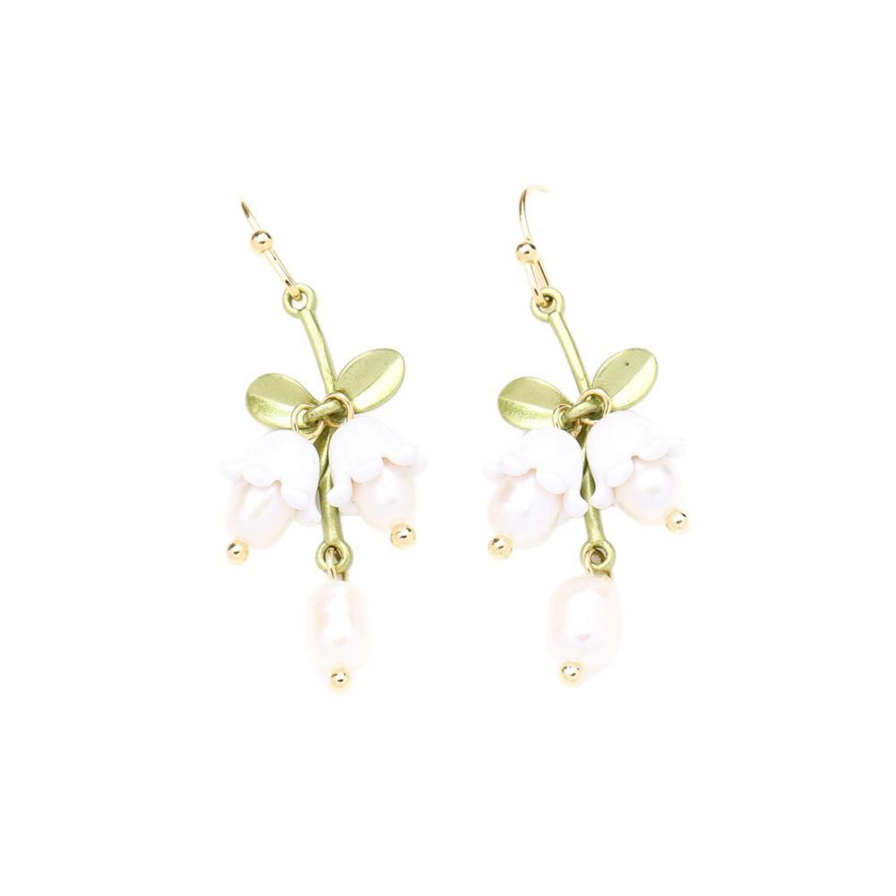 Beautiful temperament, lily of the valley, flower earhooks, long fairy style, thin face, spring earrings, retro gentle earrings, girls