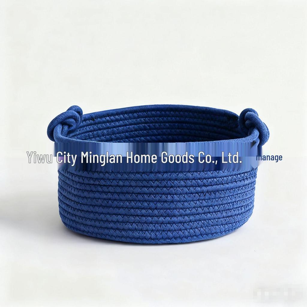 Round 8-Shaped Cotton Rope Storage Basket with Handle - Flower Pot & Toy Holder