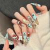 Handmade Press on Nails Long Stiletto Fake Nails Press ons with 3D Design Cute Acrylic False Nail Full Cover Glue on Nail Stick on Nail for Women