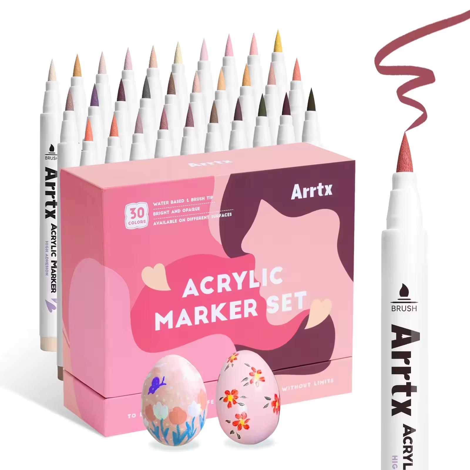 Arrtx Acrylverf Stiften Verf Markers Stiften voor Kunstenaars Volwassenen Kleuren Tekenen Landschap Natuurlijk - Penselspits