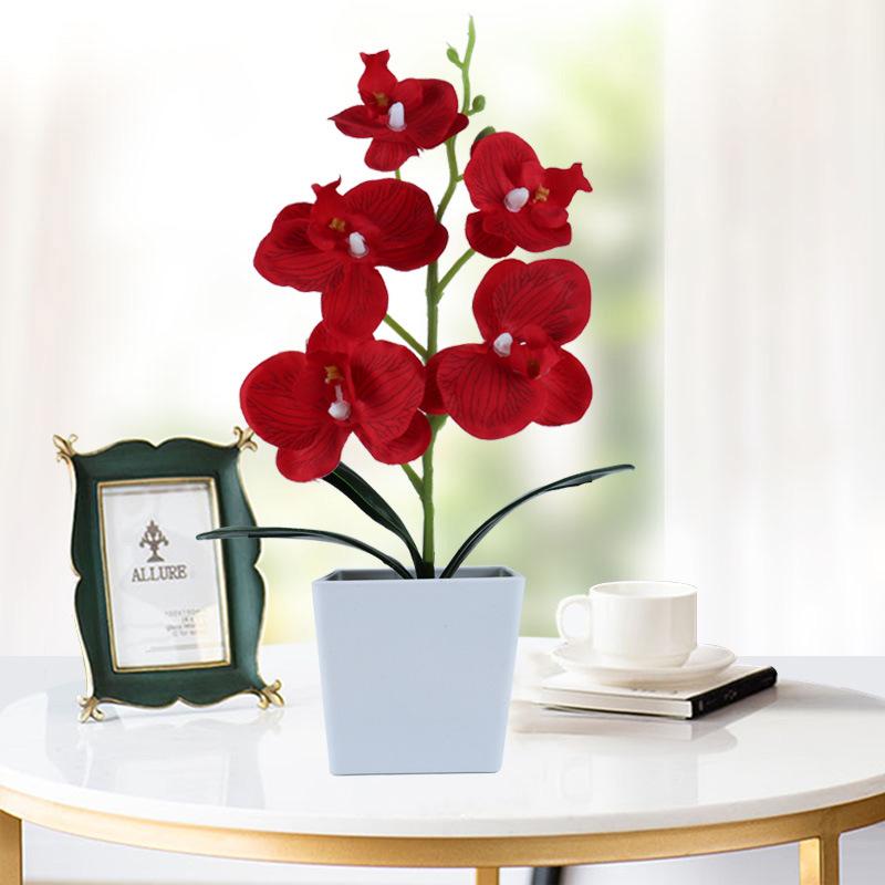 

Имитация фаленопсиса имитация в горшке скандинавское цветочное искусство украшение искусственный цветок в горшке зеленый красный