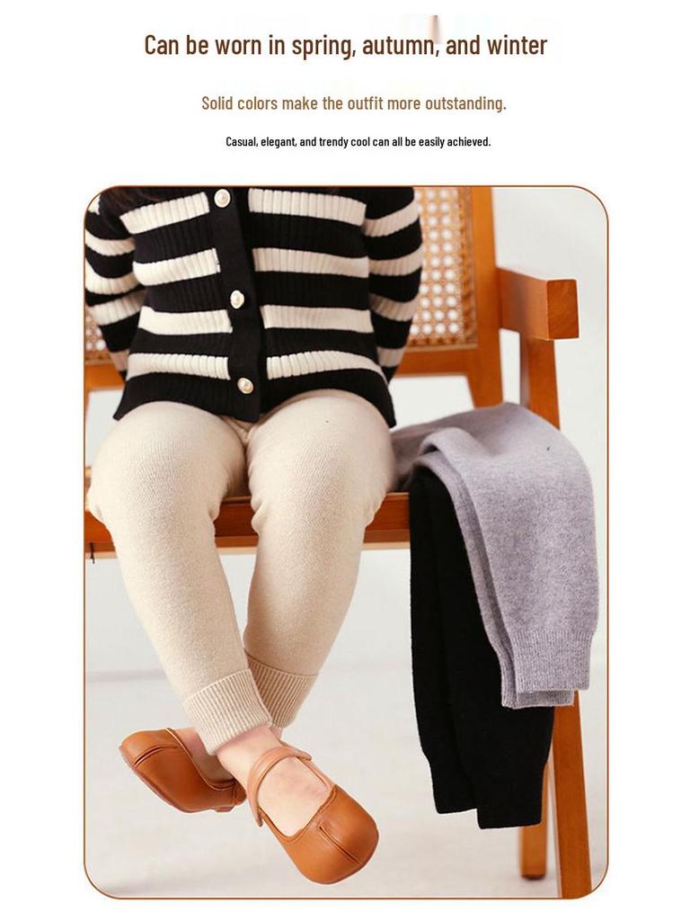 Pure Wool Medium-Thick Knitted Warm Pants - Comfortable Soft Leggings for Children (Boys & Girls) In S, M, L