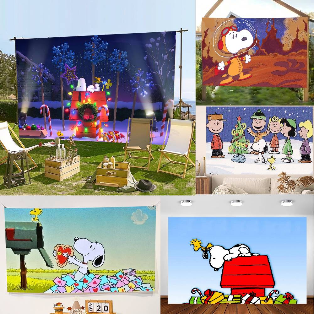 Anime S-Snoopy Cute Cartoon Dog Photography Studio Backdrop Outdoor House Party Decoration Photo Background Curtain Back Drop