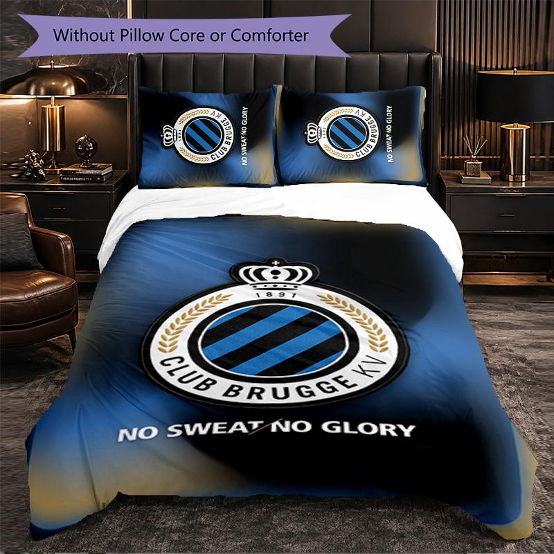 Biancheria da letto a tema Club Brugge FC Set 3 Pezzi Copripiumino Biancheria da letto Decorativa Per Camera Adolescenti Decorazione Casa