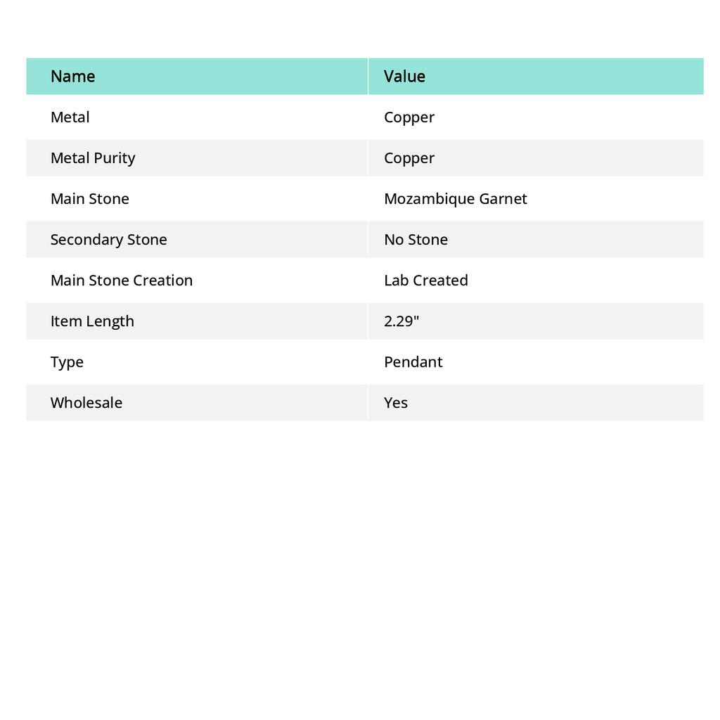 Mozambique Garnet Gemstone Handmade Copper Jewelry Pendant 2.29" G2r08