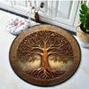 Tappeto Rotondo Albero della Vita - Tappetino Vellutato Antiscivolo con Intricato Design Dorato, Poliestere per Decorazione Soggiorno & Hotel