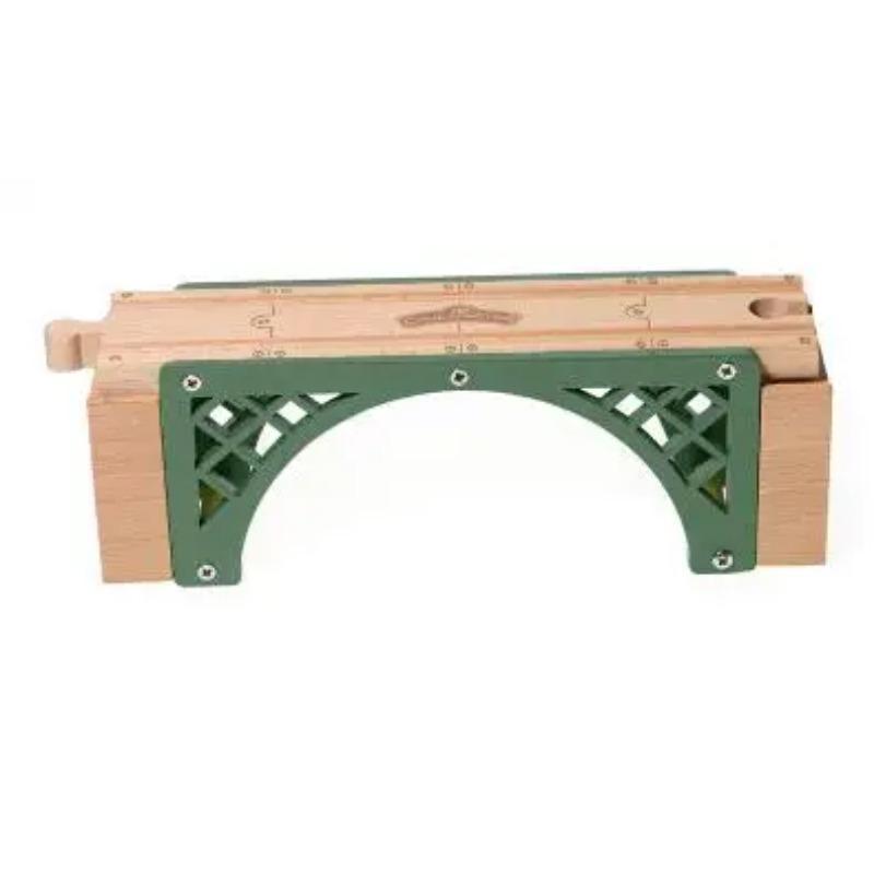 Children's Toy Gift Wooden Colored Pier Double Bridge Track Accessories Compatible with Electric Trains and Wooden Track S P095