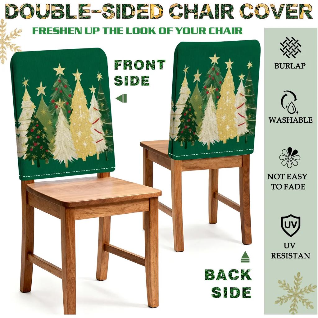 2/4/6pcs/set 45x55cm Green Christmas Tree Chair Cover Table Decoration Dining Seat Chair Covers Dining Room Bar Party Banquate