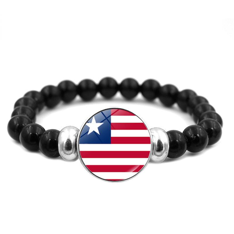 287 Länder Nationalflagge Druckknopf Elastisches Band Perlen Länderflagge Unabhängigkeitstag Perlen Schmuck Perlenarmband