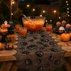 Halloween Tischläufer, 70 x 15 Zoll Schwarzer Spitzen-Spinnennetz-Tischläufer, Gruselige Gotische Kürbis-Esstischdekoration für Halloween-Küchendekor,