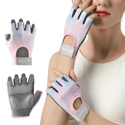 1 paio di guanti da allenamento per palestra, sollevamento pesi, esercizi di fitness, traspiranti, cintura da polso, ammortizzante, cuscinetto in schiuma, palmo, crossfit, morbido da indossare