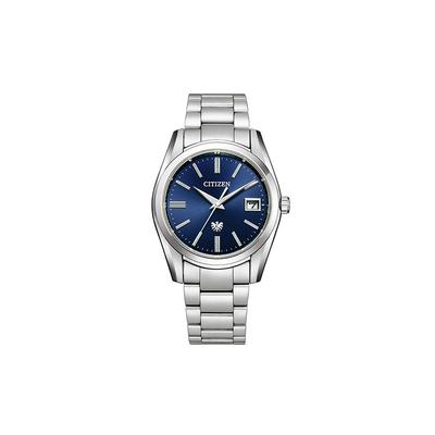 Impermeabile 100 metri, Quarzo solare, Cinturino in acciaio, , orologio da uomo, quadrante blu AQ4080-52L