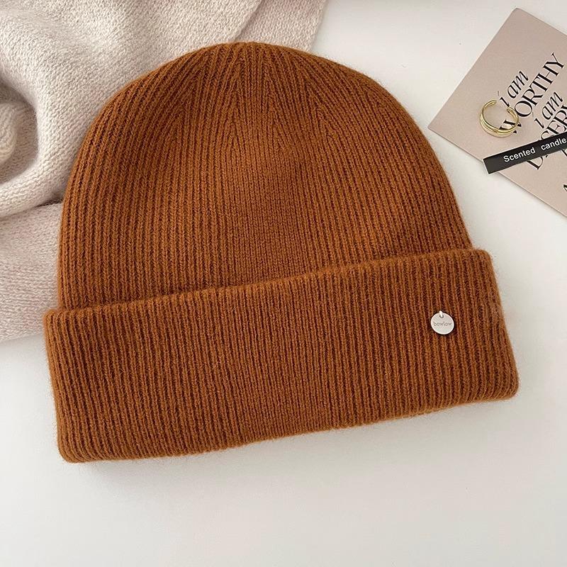 Knitted Woolen Hats for Men and Women in Autumn and Winter Small Face Protecting Ear Protection Warm Pile Hats Cold Hats