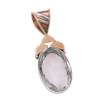 Natural Crystal Quartz 925 Solid Sterling Silver Gift TwoTone Pendant 1.75" F3A86