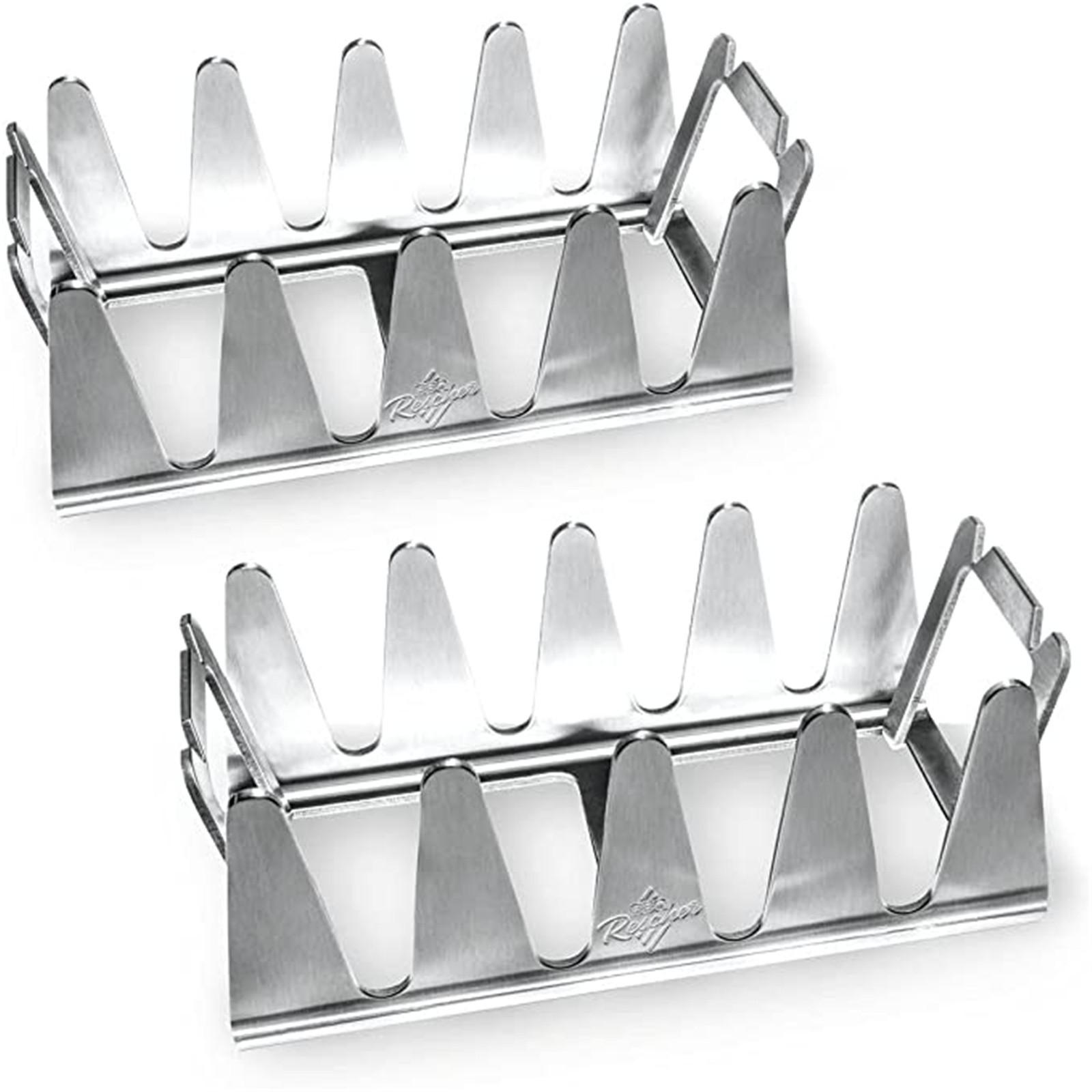 

2pcs Stainless Steel Rib Rack for Grilling Multifunctional BBQ Grill Rack Durable 1 5mm Thick Meat Holder for Even Cooking and Smoking One Size