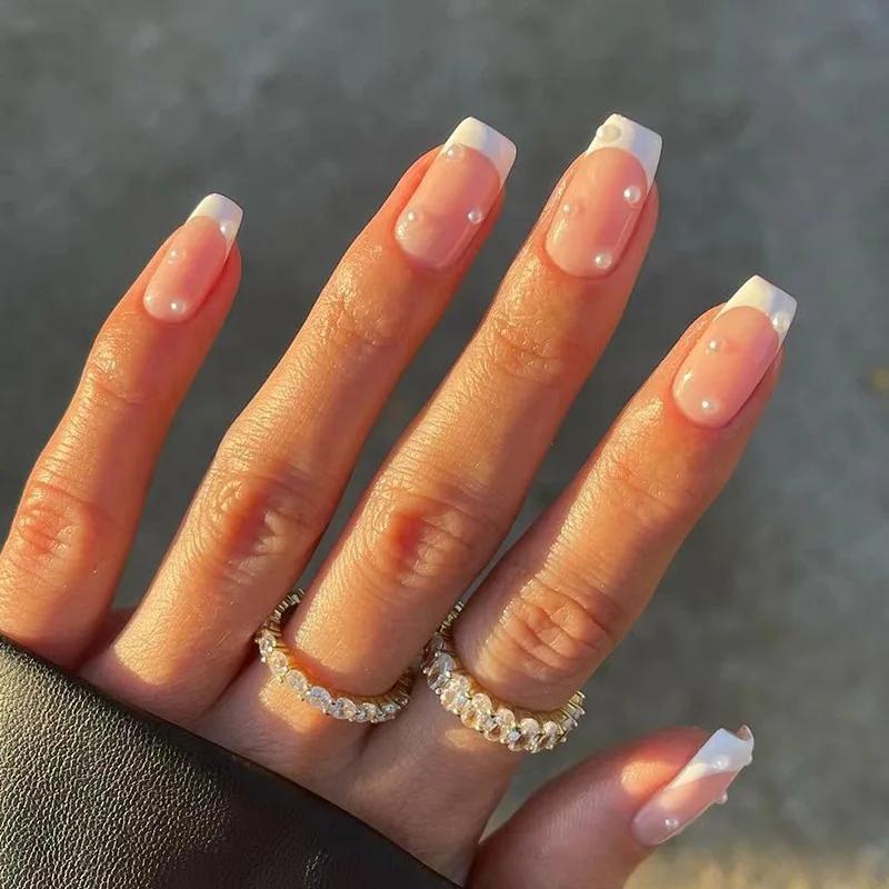 24Pcs Love Ballerina Press On Nails Set Full Cover Artificial Fake Nails Professional Adhesive Free False Nail Art
