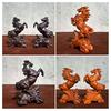 Yousheng Wooden Carving Horse Figurine Simulation Horse Resin Statue Collectible Animal Sculpture Ornament Fengshui Decoration Horse Lovers Gift