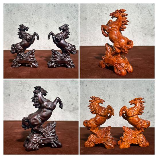 Yousheng Holzschnitzerei Pferdefigur Simulation Pferd Harzstatue Sammlerstück Tierskulptur Ornament Fengshui Dekoration Geschenk für Pferdeliebhaber