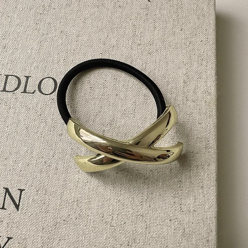 2024 New Metal Irregular Golden Color Hair Bands Elastic Hair Scrunchies Hair Rope Headbands Women Girls Hair Accessories Gifts