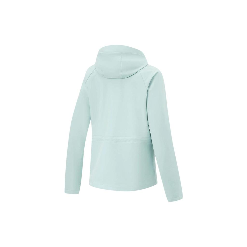 Li Ning Fitness Series Jednobarevná voděodolná volná sportovní bunda s kapucí Dámská bunda Kamenně modrošedá AFDT650-4