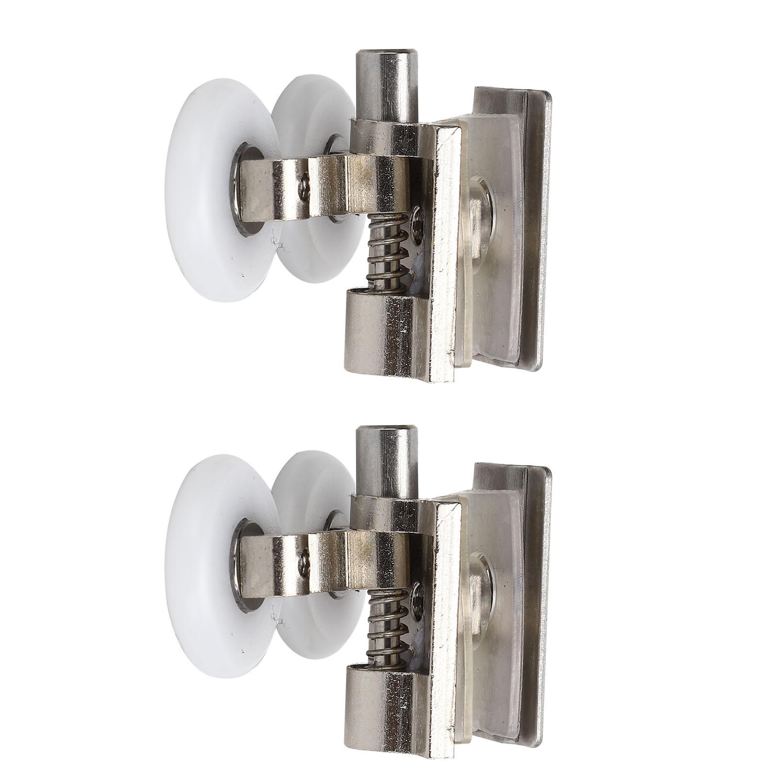 Roulettes de Porte de Douche, Guide de Porte en Alliage de Zinc avec Amortisseur à Ressort Roulements à Grande Capacité Fonctionnement Silencieux Roulettes Métalliques Guides Faible Friction pour Maison Lit